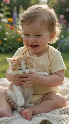 : Cute Baby Kisses Tiny Kitten 😻❤️ | Sweet Baby & Cat Moments | Heartwarming Video