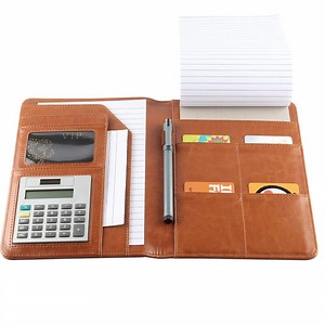 [Hot Item] Personalized Expanding A5 Size Leather File Folder with Calculator
