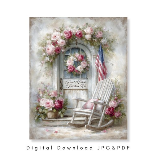 Shabby Chic Front Porch Wall Art Freedom Co Patriotic Cottage Decor Vintage Farmhouse Americana Printable Digital Download Retro Rustic USA - Etsy