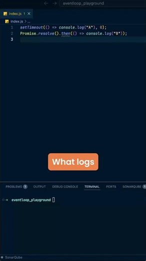 B always logs before A. Do you know why? 🤨 #javascript #typescript #webdevelopment