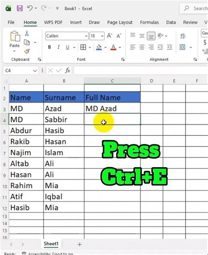 Quick Excel Hack Join First Name & Last Name Instantly