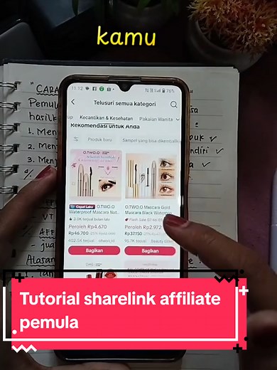 Tutorial sharelink produk untuk affiliate pemula agar bisa dapat komisi sebelum punya 600 followers dan keranjang kuning keluar #tutorial #sharelink #affiliatepemula