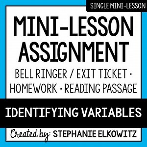 Identifying Variables Mini Lesson Activities | Sub Plans