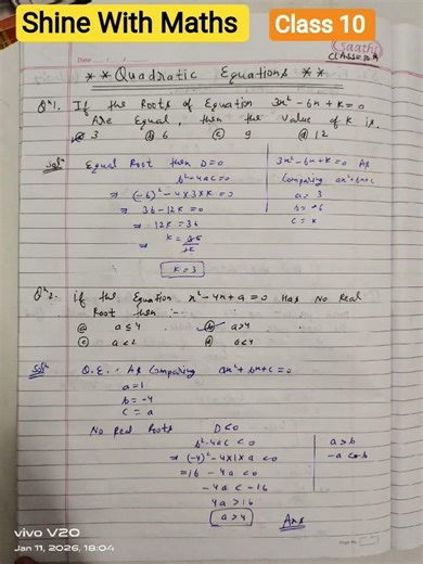 Quadratic equations class 10