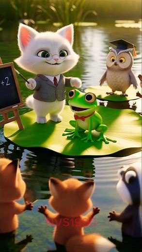 kitten presentation on the life cycle of a frog #cat 🐸