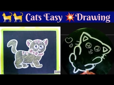 🐈💥2 Cute Cats 🐱🐱 | Easy Slate Drawing Tutorial