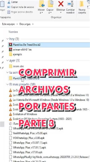 COMO COMPRIMIR Y DESCOMPRIMIR ARCHIVOS WINRAR - COMPRIMIR ARCHIVOS POR PARTES - PARTE 3 #winrar #zip #7zip #comprimirarchivos