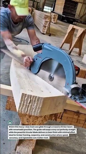 Precision Beam Cutting with a Track Saw Guide Rail 🪵⚡ #Woodworking #TrackSaw #Carpentry