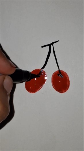 How to Make Fingerprint Cherry Art | Easy Finger Painting for Kids | Dhruvi Art #shorts