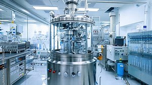 A bioreactor in a biotechnology facility, illustrating the production of pharmaceuticals and bio products