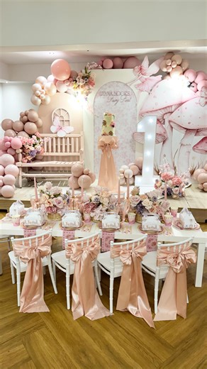 Balloons, Tablescapes, Softplay, Bouncy Castle | Huddersfield on Instagram: "🧚🏻‍♀️ L I Y A N A N O O R ‘ S F A I R Y F I R S T 🧚🏻‍♀️ One of our most popular designs 😍 a pleasure setting up for this amazing family Backdrop display, kids tables chairs and decor, Candy cart & cut out, Bouncy castle, Ball pool, Softplay all provided by @lk_eventsuk Venue @lanika.halifax #fairyfirstbirthday #1stbirthdayparty #eventdecor #softplay #enchanted"