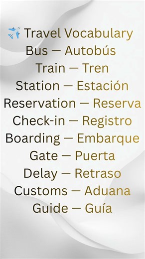 ✈️ Travel Vocabulary #english #español #spanish #shorts