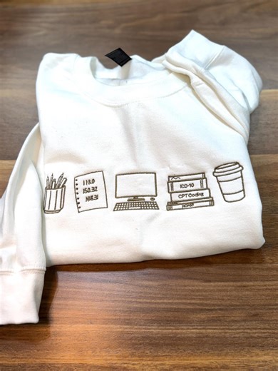 Medical Coding Icon Crewneck| Medical Coder Icons Sweatshirt | Embroidered Sweatshirt | Gifts for Medical Coders - Etsy