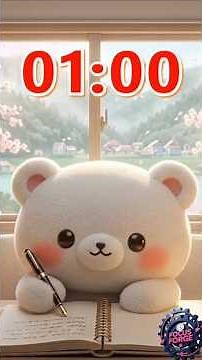 1 Minute Aesthetic Study Timer ✍️ Cute Bear & Cherry Blossom Countdown