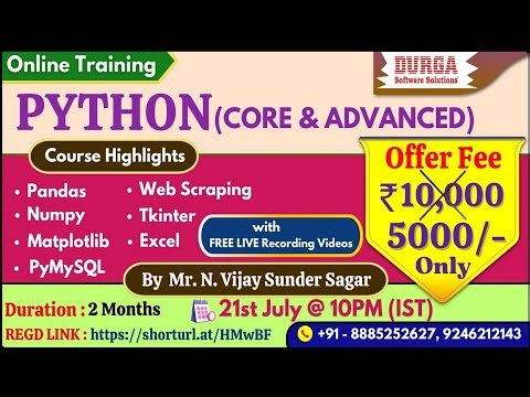 PYTHON (CORE & ADVANCED) Online Training @ DURGASOFT