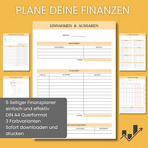 Finanzplaner / Haushaltsbuch PDF Deutsch – Budgetplaner A4/A5 – Einnahmen & Ausgaben Tracker – Digitaler Sparplaner - Etsy.de