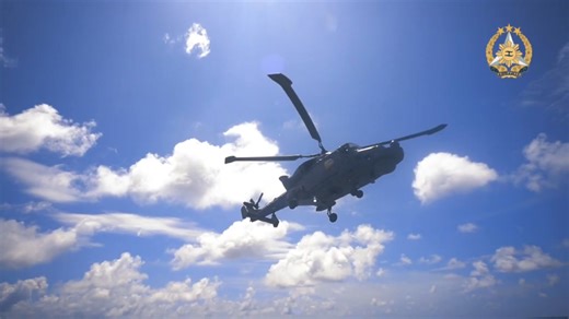 The Philippine Navy's AW159 anti-submarine helicopter aboard BRP Jose Rizal (FF150) takes part in the anti-submarine warfare exercise as part of the AUS-CAN-PH-US Multilateral Maritime Cooperative Activity held in the West Philippine Sea on August 8. 🎥 ASN Elis/CRSAFP | via Rex Espiritu | Manila Standard