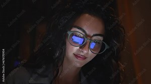 Face of Woman in Glasses Using Tablet PC for Art Work and Drawing on Graphics Screen by Pen. Hobby of Student Sketching Picture in Electronic Pad by Pencil. Studying or Leisure with Notepad and Stylus