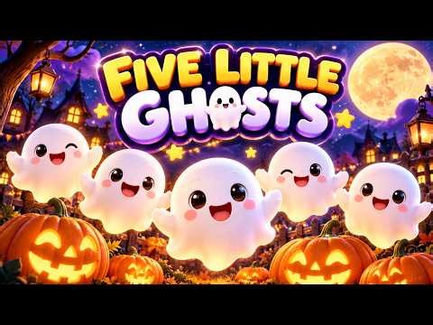 Five Little Ghosts 👻 | Halloween Counting Song for Kids 🎃
