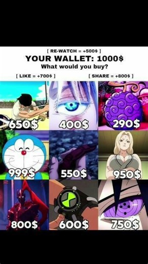 POV: You got $1000… what anime power are you buying? 💸🔥