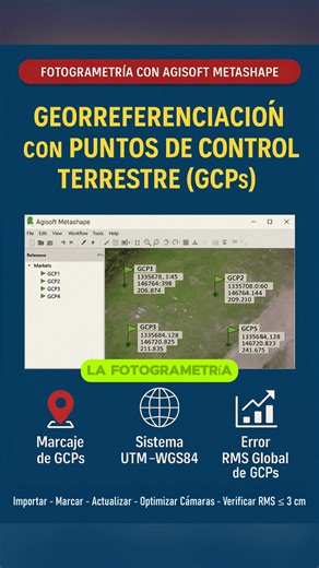 🌎 ¡Dale Precisión Milimétrica a tu Modelo! 📍Domina la Georreferenciación de tus proyectos en Agisoft Metashape usando Puntos de Control Terrestre (GCPs). Claves para el éxito: 📌 Marcaje preciso de GCPs. 🌐 Uso del Sistema UTM-WGS84. 📉 Controlar el Error RMS Global de GCPs .#GCPs #Georreferenciacion #Fotogrametria #AgisoftMetashape #UTMWGS84 #PrecisionAerea #RMS | C-Ingeniería