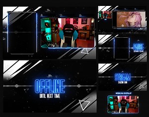 Neon Blue Animated Stream Overlay Pack: HD Webm for OBS - Etsy