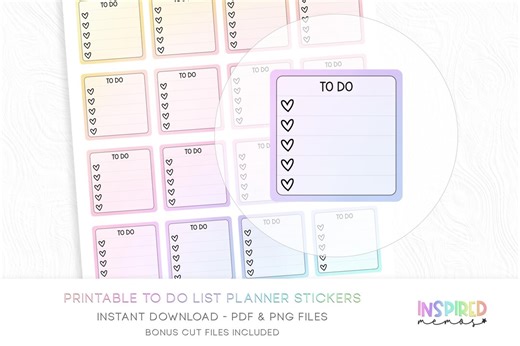 To Do Heart Checklist Planner Stickers - Pastel Rainbow - Printable Functional Planner Stickers - Mini Notes - Etsy New Zealand