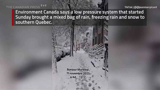Heavy November snowfall knocks out power, closes schools in Quebec