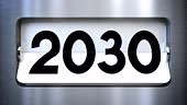 Modern flip calendar turning through the years from 2021 to 2031 - 3D...