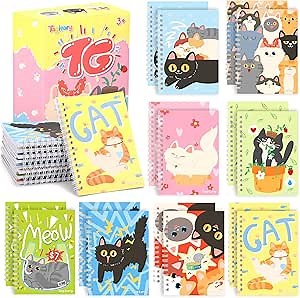 Tagitary Mini Notepads Cat Style Journal Notebooks,5.7X4 INCH Cat Themed Party Favors,16 PCS Small Pocket Notebooks,Fun School Classroom Prizes Goodie Bag Stuffers,Birthday Party Supplies for Kids