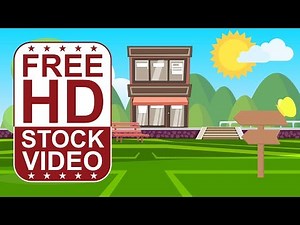 Free Stock Videos – cartoon style scene park with tree sign butterfly sun and clouds 2D