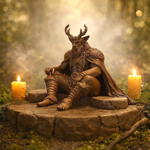 Cernunnos Horned God Statue - Celtic Forest Spirit Figurine