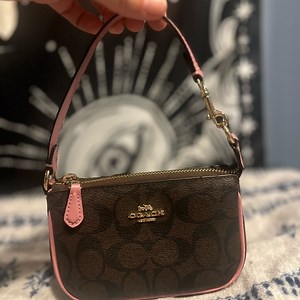 Coach Nolita 19 Brown and Pink Mini Bag with Signature Monogram
