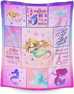 Mermaid Blanket - Soft Fuzzy Blankets for Kids - 30"x40" Small Blanket for Office & Couch - Pink Cute Throws Gifts