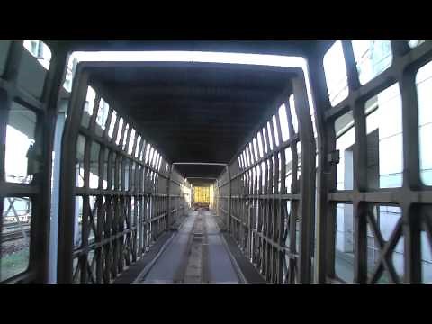 Driving on and off the Euro Tunnel freight train.