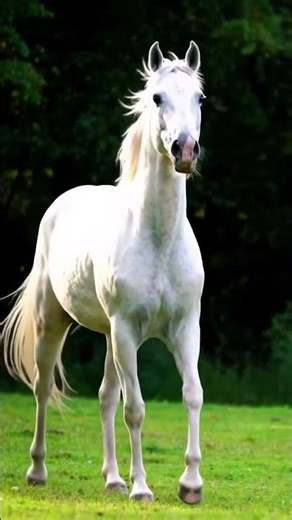 Pure Beauty: White Horse Running Free in Nature #WhiteHorse #CinematicNature #GraceInMotion
