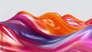 Abstract animation of smooth flowing waves in vibrant colors and shapes