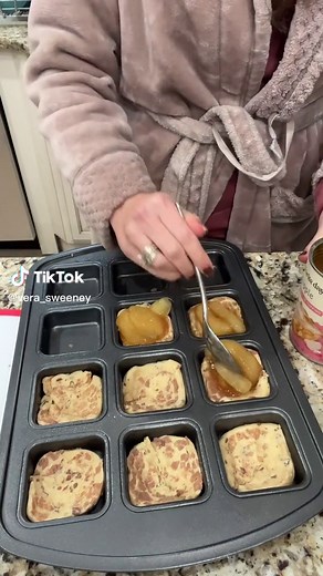 Put apple pie filling inside pillsbury cinnamon roll buns - bake according to package. Cool slightly. Drizzle w icing. Thank me later. This easy dessert idea is a banger.