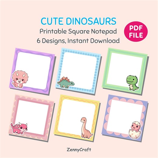 Cute Dinosaur Printable Notepad PDF, Kawaii Dino Notes Template, Printable Stationery for Kids, Student Planner, Instant Download To-do List - Etsy