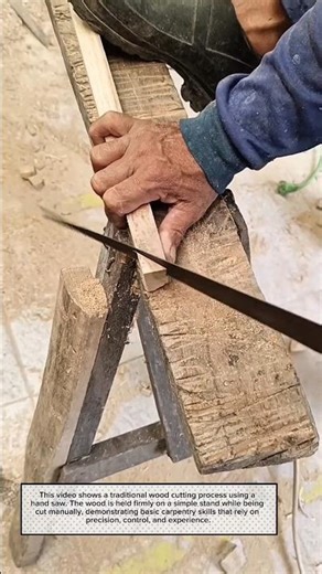 Traditional Wood Cutting with Hand Saw #carpentry #handtools #woodworking #work