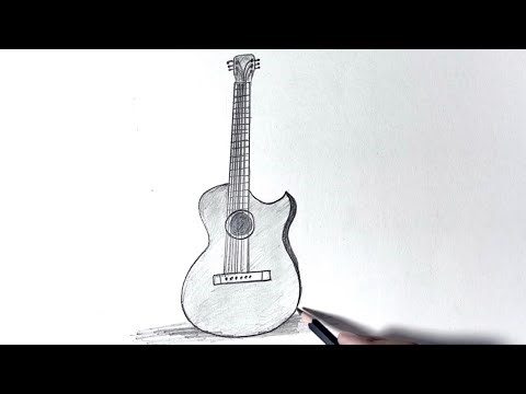 Draw a guitar pencil sketch for beginners 🎸 | step by step | Pencil drawing | easy sketch