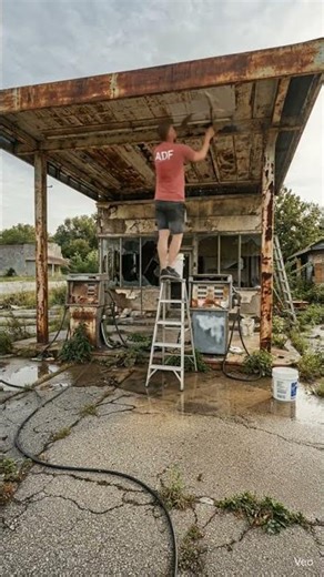 Gas Station Restoration 🔥 From Rust to Dream Station in Seconds#ai#shorts#gasstation