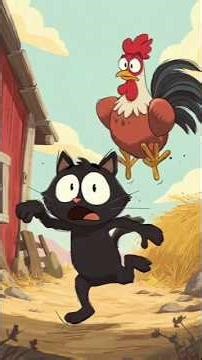 Sneaky Cat vs Angry Rooster 😂 | Funny Cartoon Animation