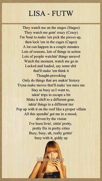 Lisa - 'FUTW' (Vixi Solo Version) Rap Lyrics #lisa#futw#lalisa#kpop#shorts#lyrics#moonlyrics