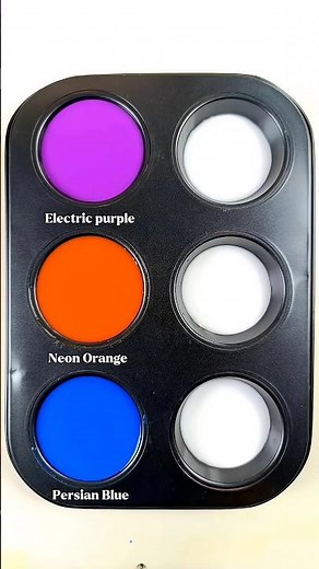 Electric purple + Neon Orange + Persian Blue | Color Mix Recipe