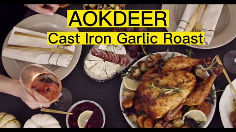 Garlic Roaster, Pre-Seasoned Cast Iron Garlic Roaster Oven Baker and Garlic Presses Set for Kitchen, Pumpkin Soup Pot Casserole, BBQ Grill Garlic Roasted Baker Tool for Outdoor BBQ Camping