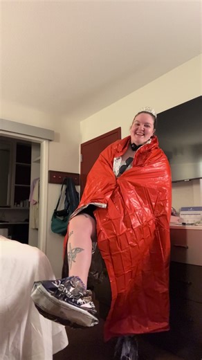 Can confirm the park bags were the move. They did not rip, they were not slippery, and my feet were dry #rundisney #princess10k