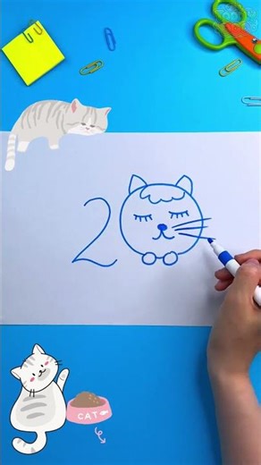✏️🐱 Number 2 Turns into a Cute Cat! Drawing Fun 🎨 #drawingforkids #learn