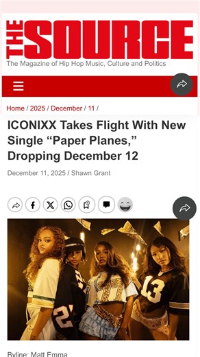 ICONIXX アイコニックス on Instagram: "THANK YOU FOR THE LOVE @thesource!! ❌❌ Stream Paper Planes OUT NOW, video 🔗in our bio. S/o to our team!! Going UP, UP, UP and AWAY!! 📄✈️ ICONIXX: Instagram - @ICONIXXSOUND TikTok - @ICONIXXSOUND X - @ICONIXXSOUND CREDITS: Label: UNLIMITED POSSIBILITIES MUSIC & TALENT Unlimited Possibilities Studios - Production Company Kharmony Fortune (@KharmonyFortune) - Director/A&R/Creative Director/Executive Producer Lyric Ramsey (@IamLyricRamsey) - AD Gerilyn Lisette (@Geri
