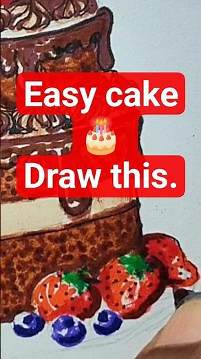 Easy Birthday Cake Drawing 🎂 #shorts